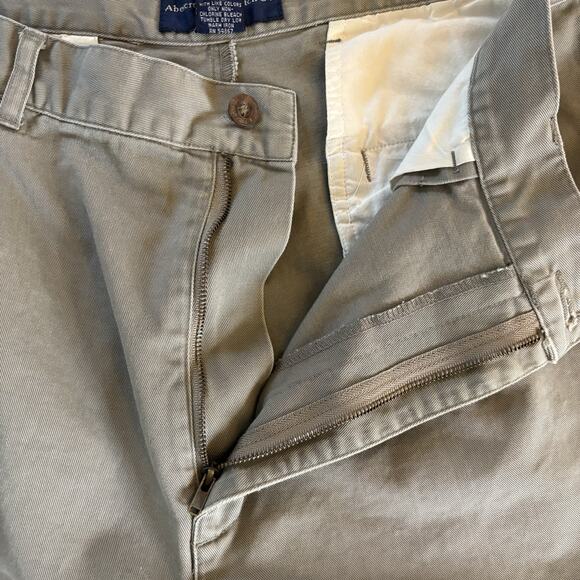 80s/90s Abercrombie & Fitch High Rise Olive Green Chino Pants 36x32 (35x31.5) - Picture 4 of 15